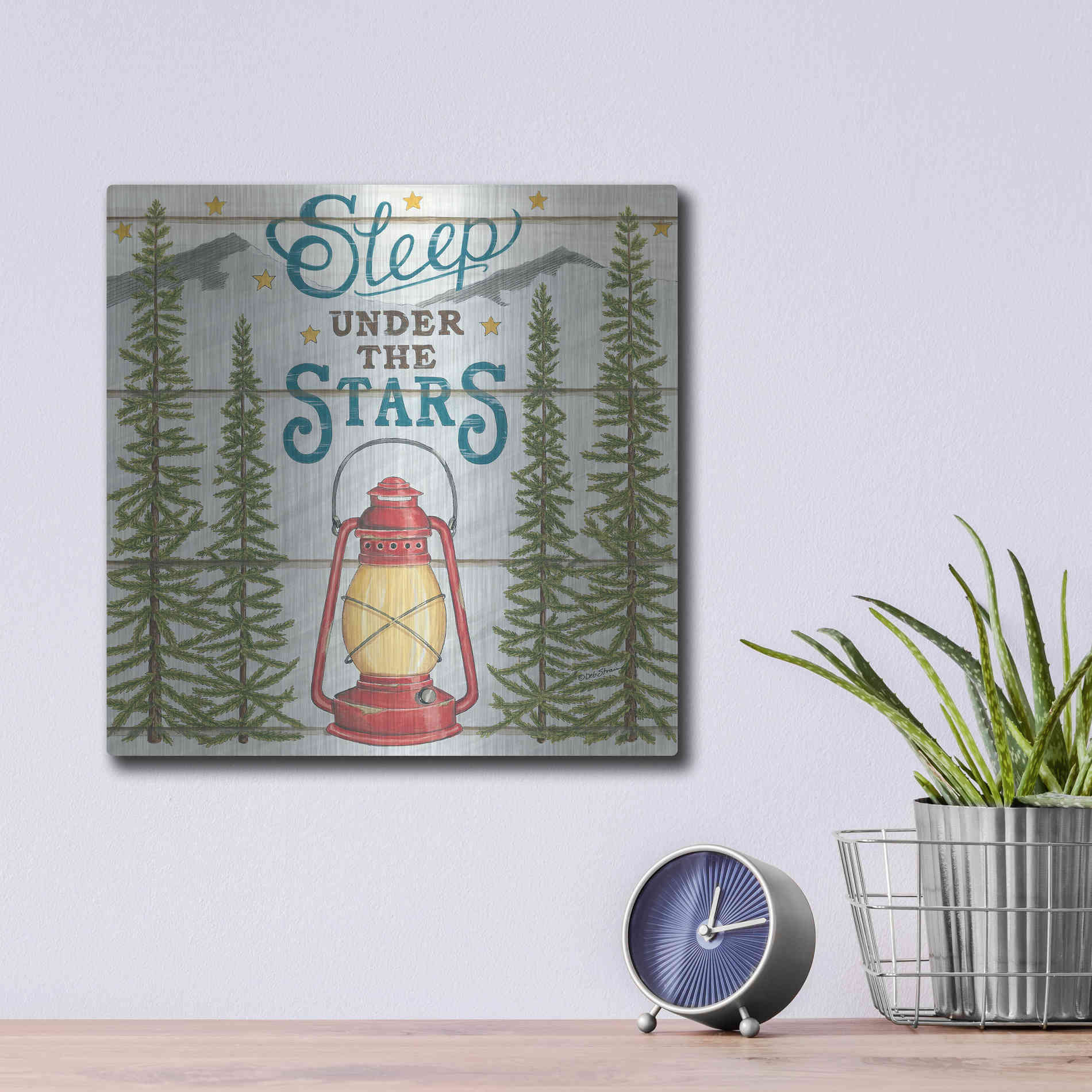 Luxe Metal Art 'Sleep Under the Stars' by Deb Strain, Metal Wall Art,12x12