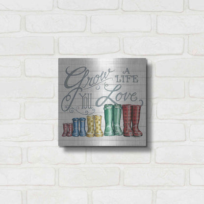 Luxe Metal Art 'Grow a Life You Love Boots' by Deb Strain, Metal Wall Art,12x12