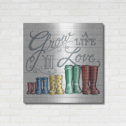 Luxe Metal Art 'Grow a Life You Love Boots' by Deb Strain, Metal Wall Art,36x36