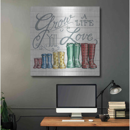Luxe Metal Art 'Grow a Life You Love Boots' by Deb Strain, Metal Wall Art,36x36