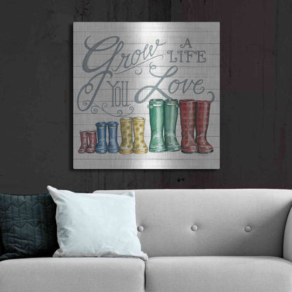 Luxe Metal Art 'Grow a Life You Love Boots' by Deb Strain, Metal Wall Art,36x36
