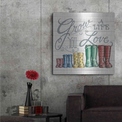 Luxe Metal Art 'Grow a Life You Love Boots' by Deb Strain, Metal Wall Art,36x36