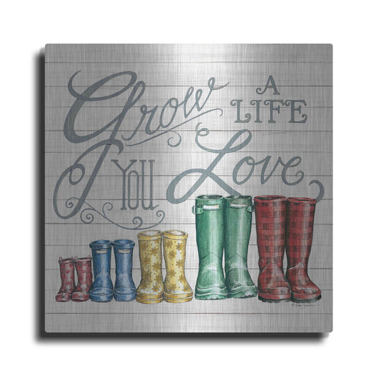 Luxe Metal Art 'Grow a Life You Love Boots' by Deb Strain, Metal Wall Art