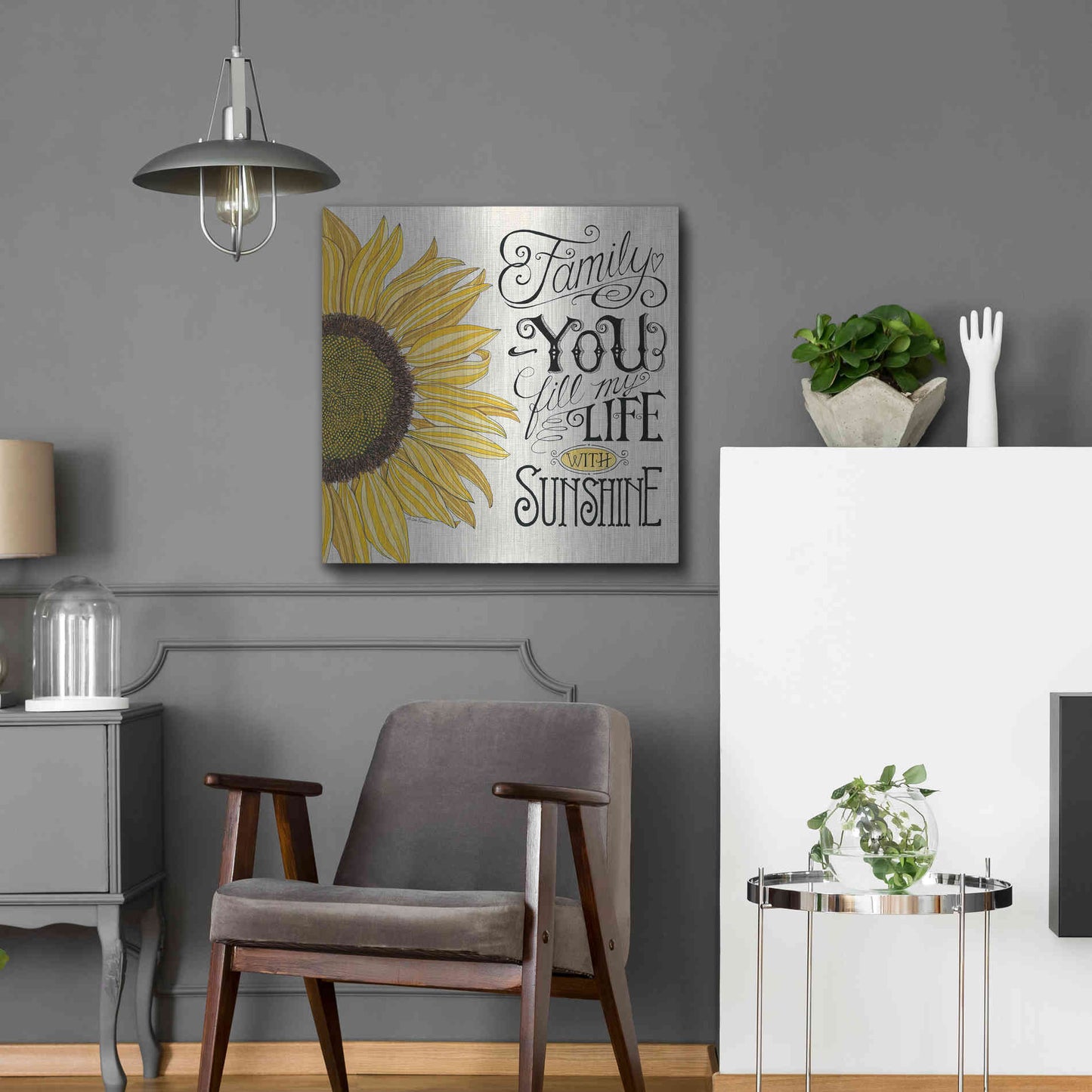 Luxe Metal Art 'Fill My Life With Sunshine' by Deb Strain, Metal Wall Art,24x24