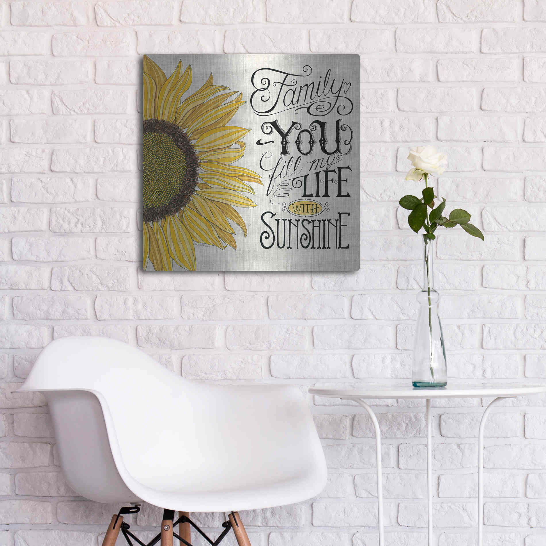Luxe Metal Art 'Fill My Life With Sunshine' by Deb Strain, Metal Wall Art,24x24