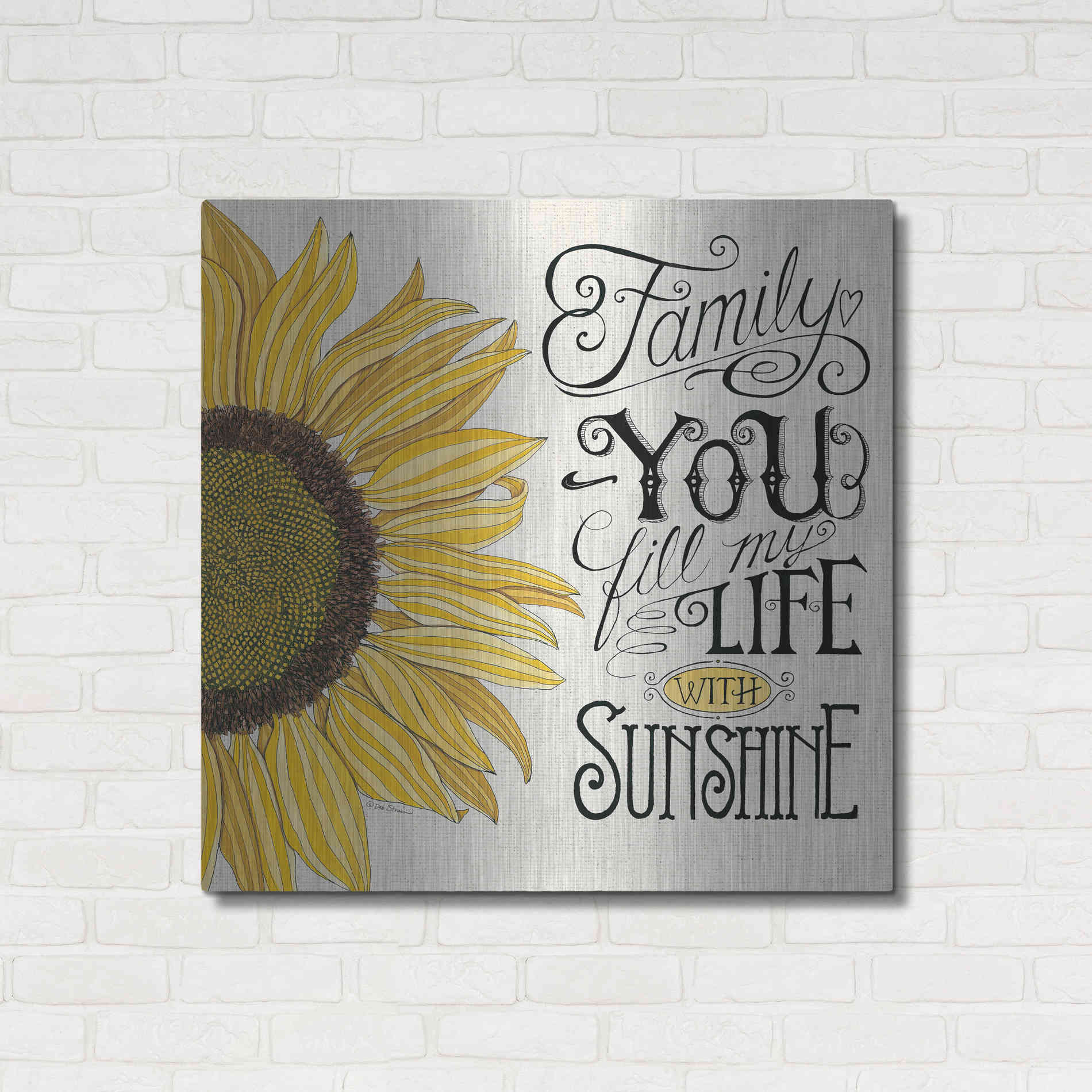 Luxe Metal Art 'Fill My Life With Sunshine' by Deb Strain, Metal Wall Art,36x36