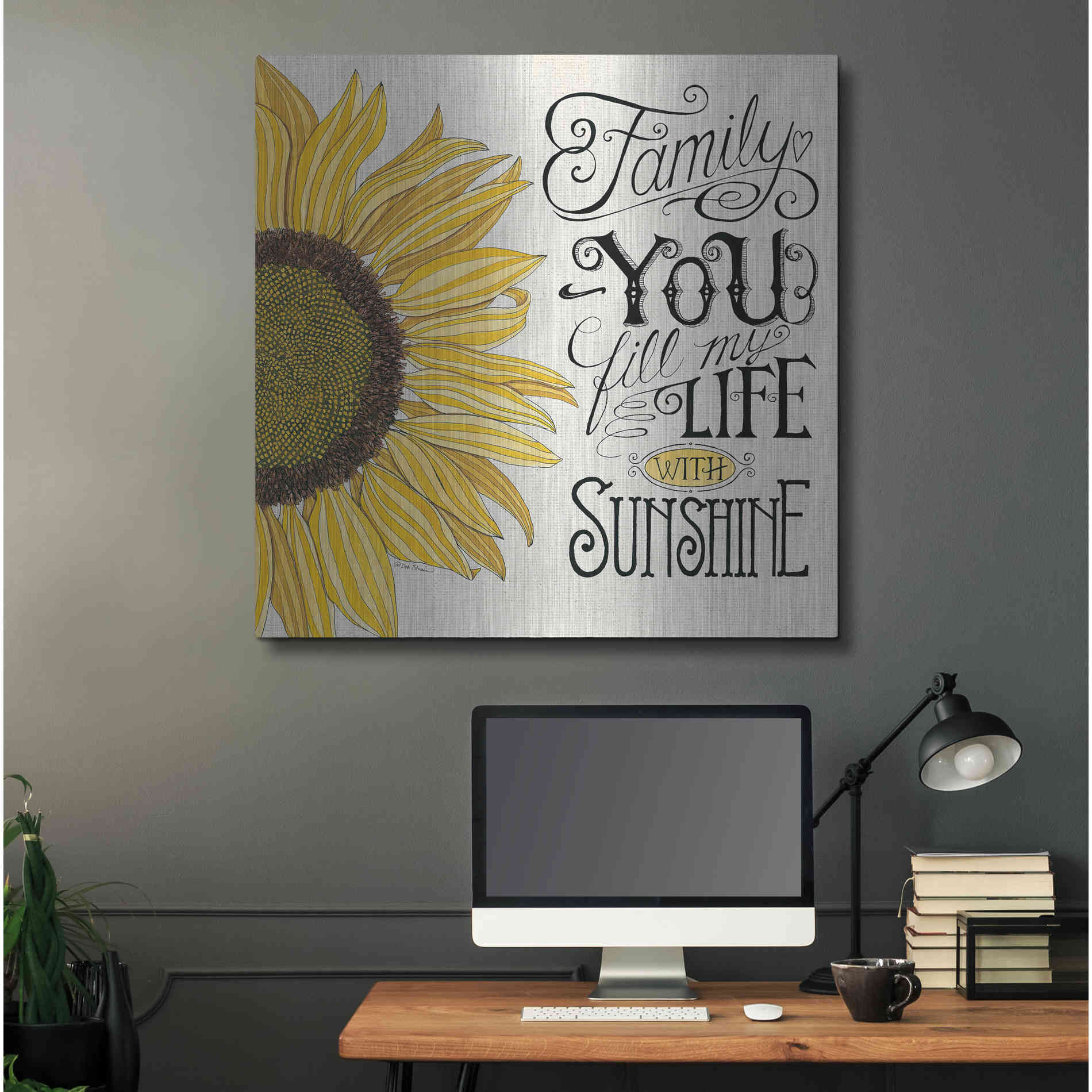 Luxe Metal Art 'Fill My Life With Sunshine' by Deb Strain, Metal Wall Art,36x36