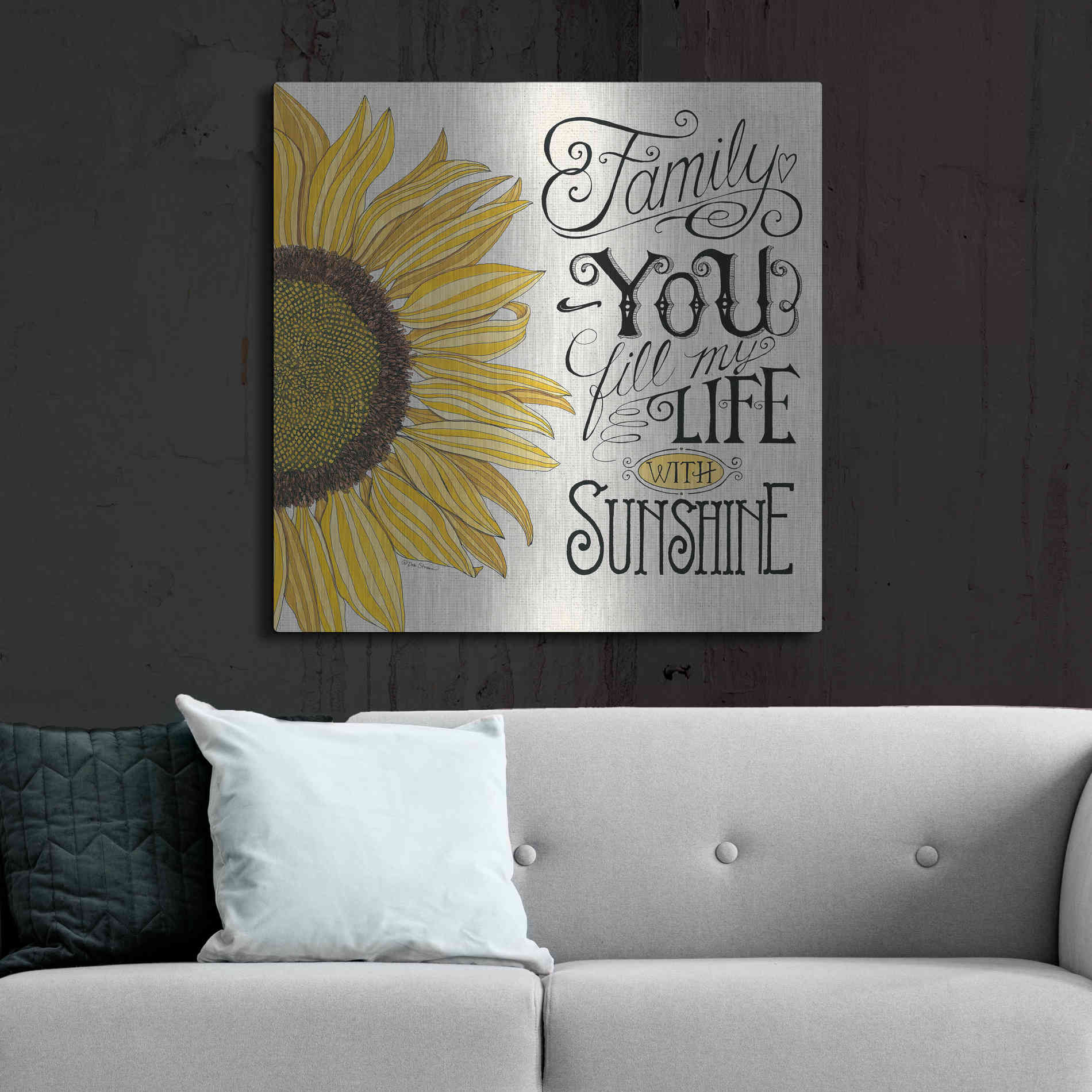 Luxe Metal Art 'Fill My Life With Sunshine' by Deb Strain, Metal Wall Art,36x36