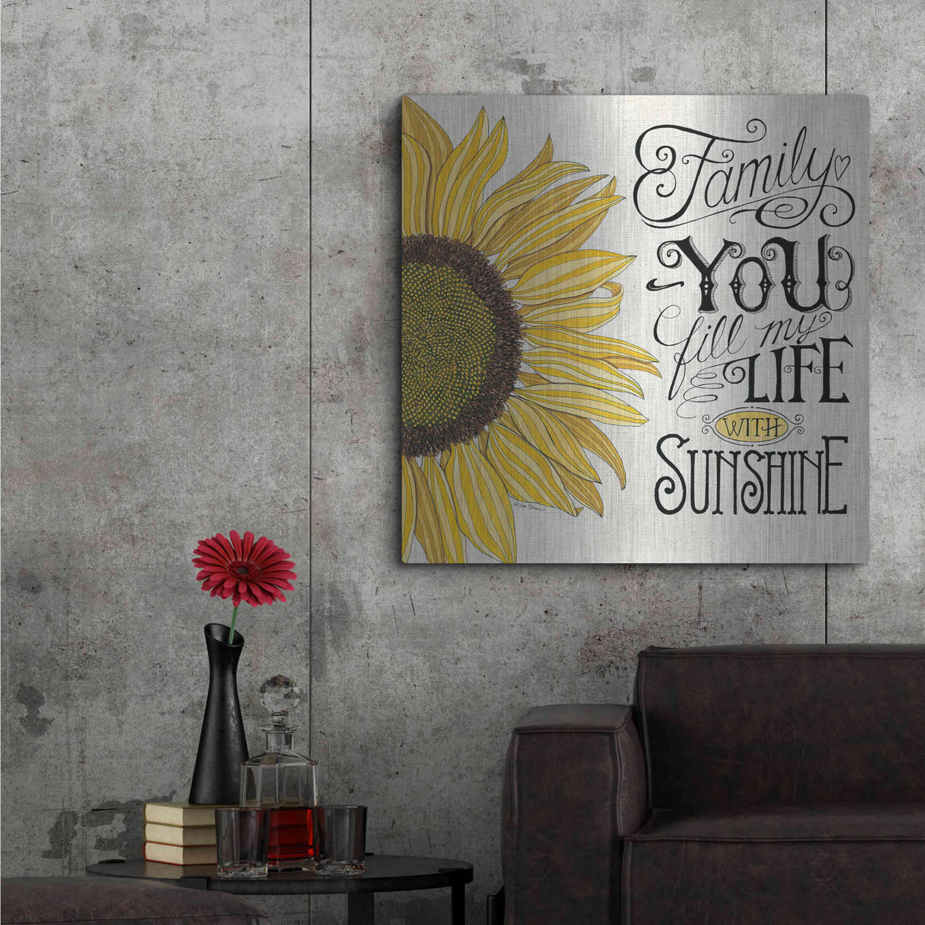 Luxe Metal Art 'Fill My Life With Sunshine' by Deb Strain, Metal Wall Art,36x36