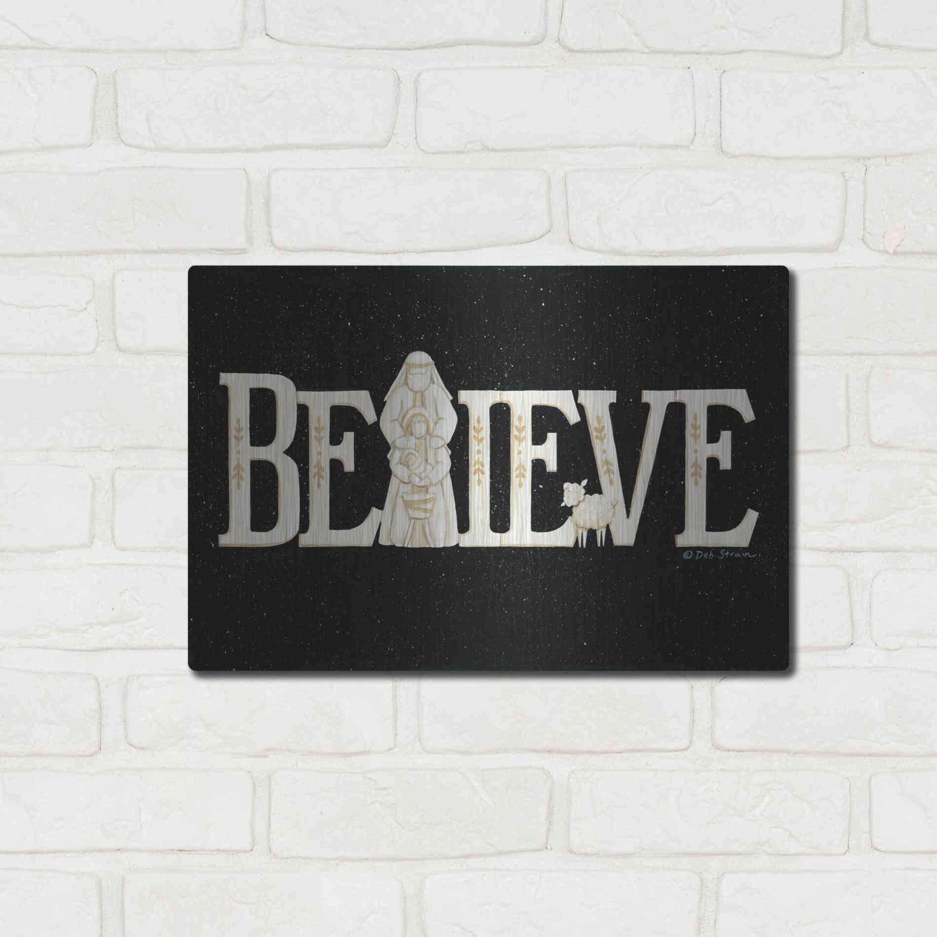 Luxe Metal Art 'Believe' by Deb Strain, Metal Wall Art,16x12