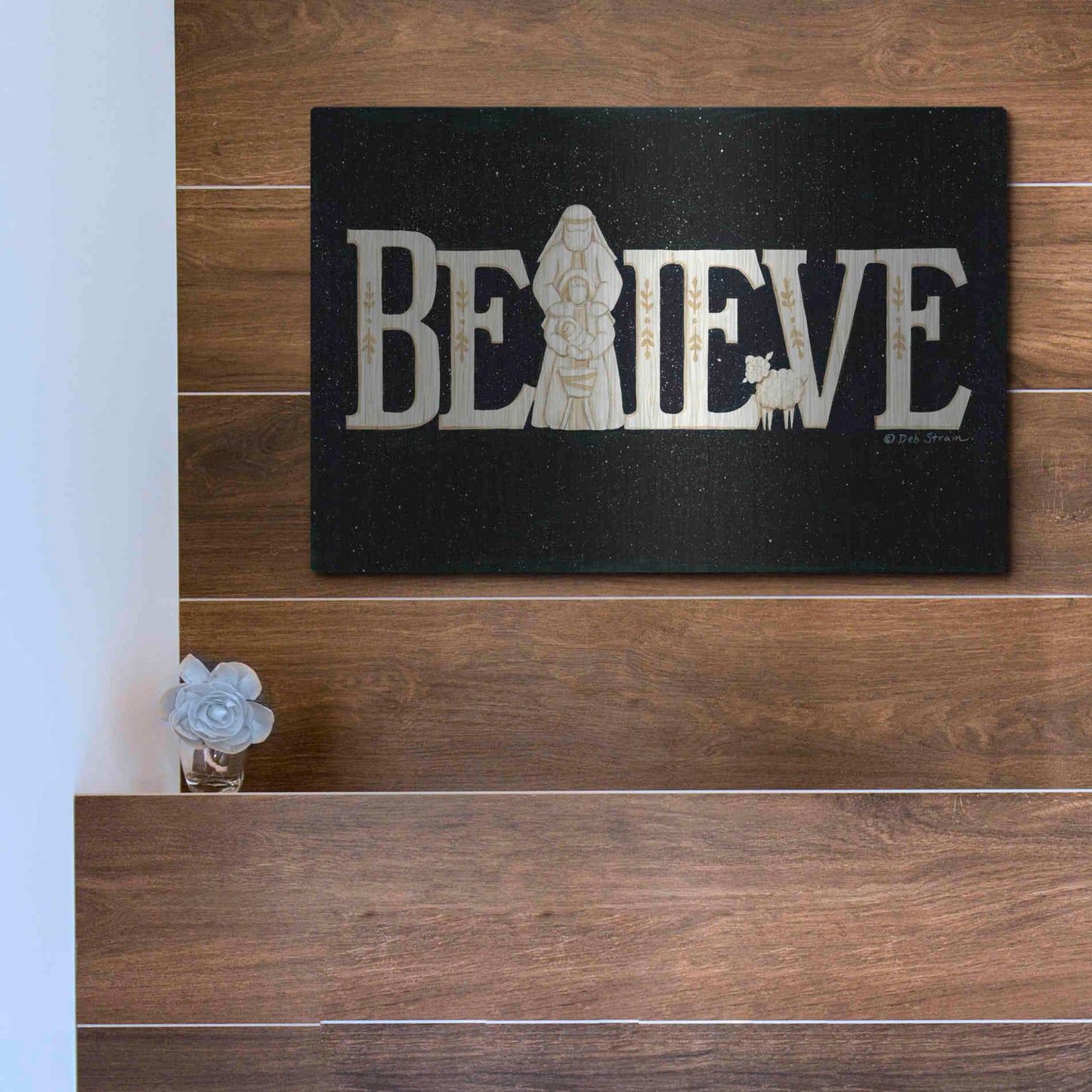 Luxe Metal Art 'Believe' by Deb Strain, Metal Wall Art,16x12