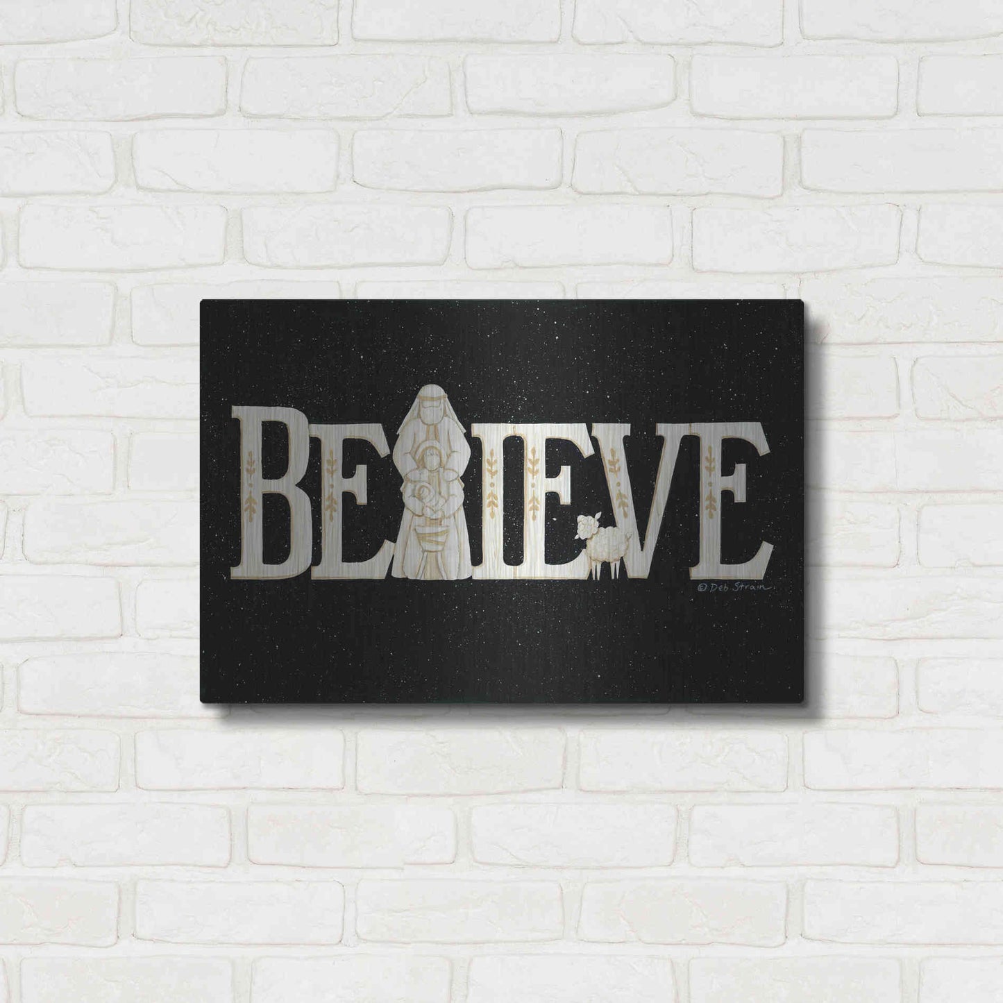 Luxe Metal Art 'Believe' by Deb Strain, Metal Wall Art,24x16