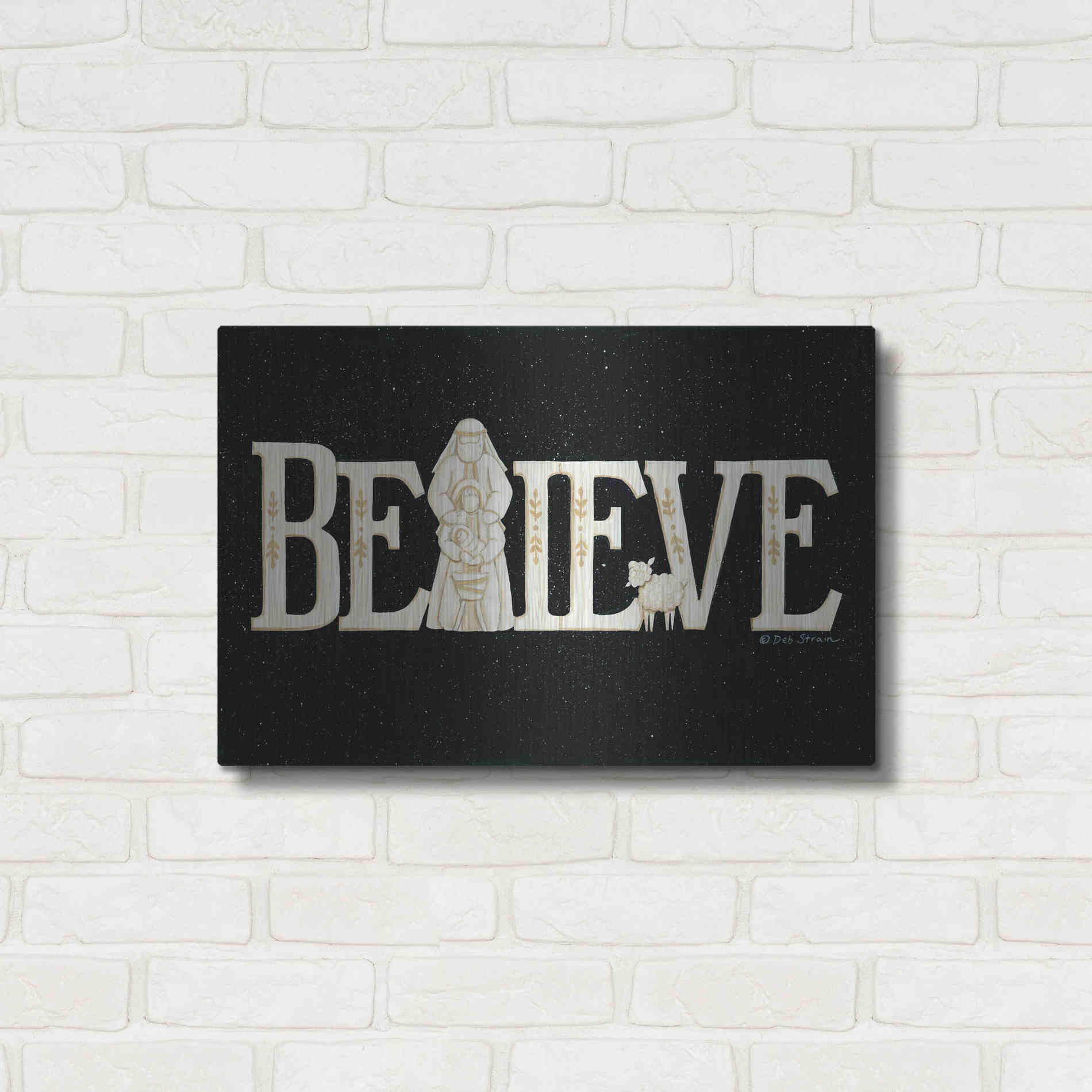 Luxe Metal Art 'Believe' by Deb Strain, Metal Wall Art,24x16