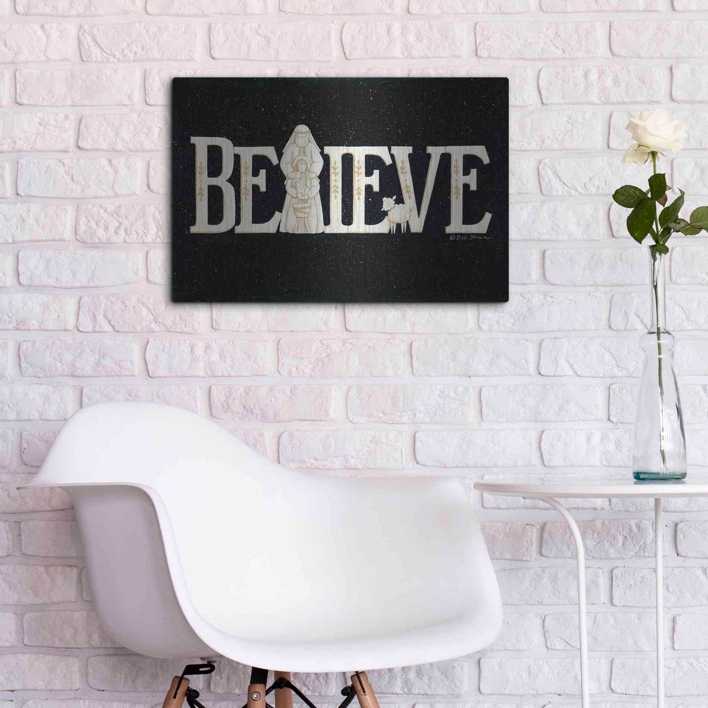 Luxe Metal Art 'Believe' by Deb Strain, Metal Wall Art,24x16