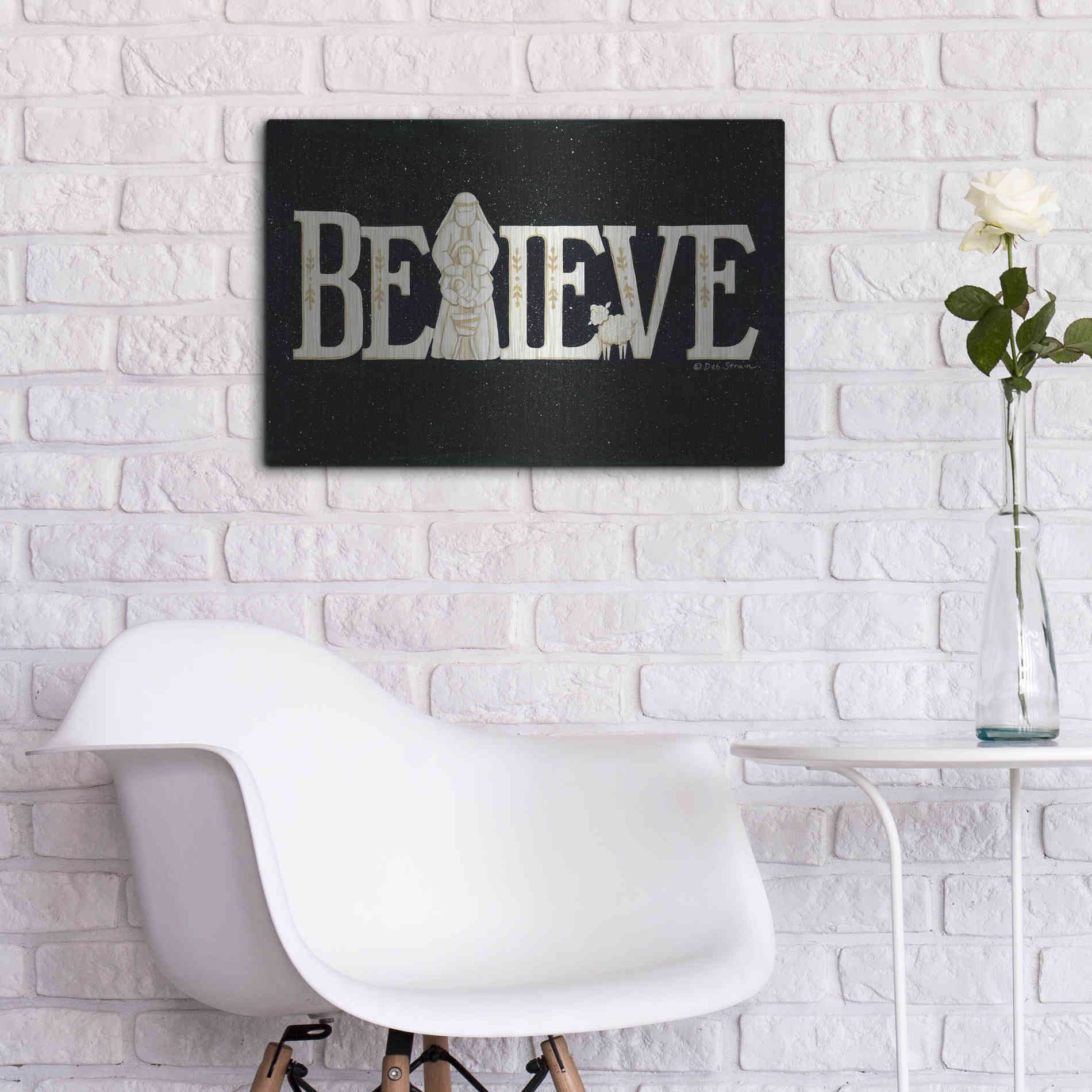 Luxe Metal Art 'Believe' by Deb Strain, Metal Wall Art,24x16