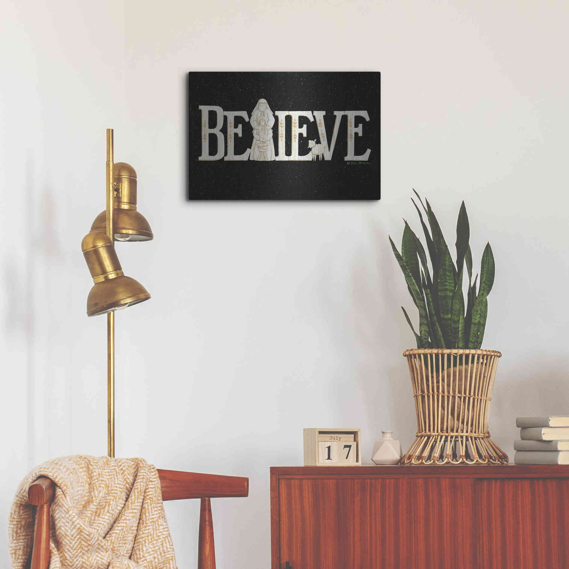 Luxe Metal Art 'Believe' by Deb Strain, Metal Wall Art,24x16