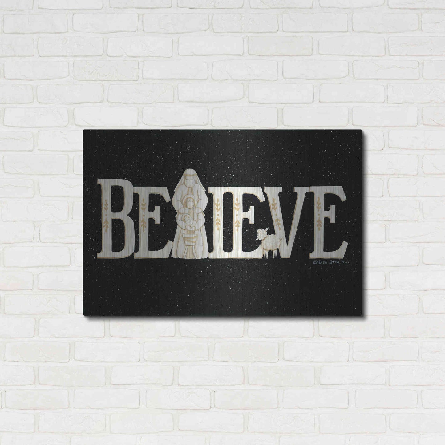 Luxe Metal Art 'Believe' by Deb Strain, Metal Wall Art,36x24