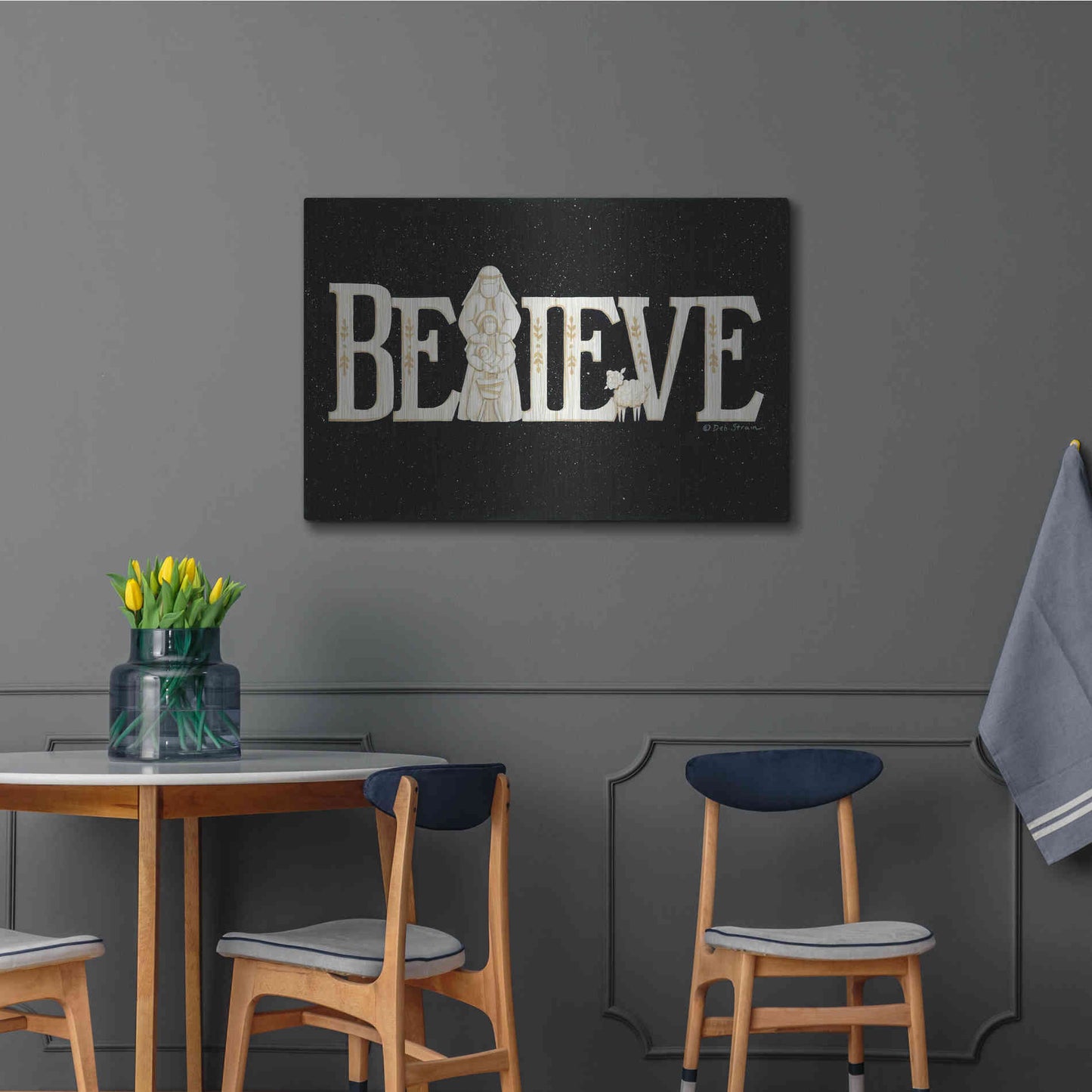 Luxe Metal Art 'Believe' by Deb Strain, Metal Wall Art,36x24