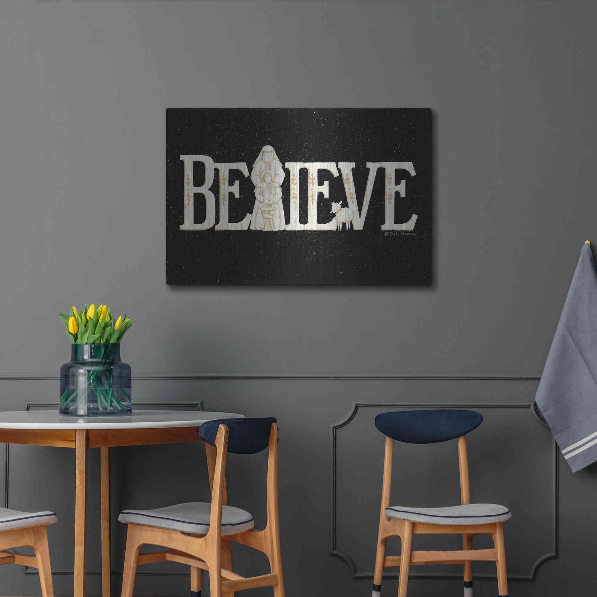 Luxe Metal Art 'Believe' by Deb Strain, Metal Wall Art,36x24