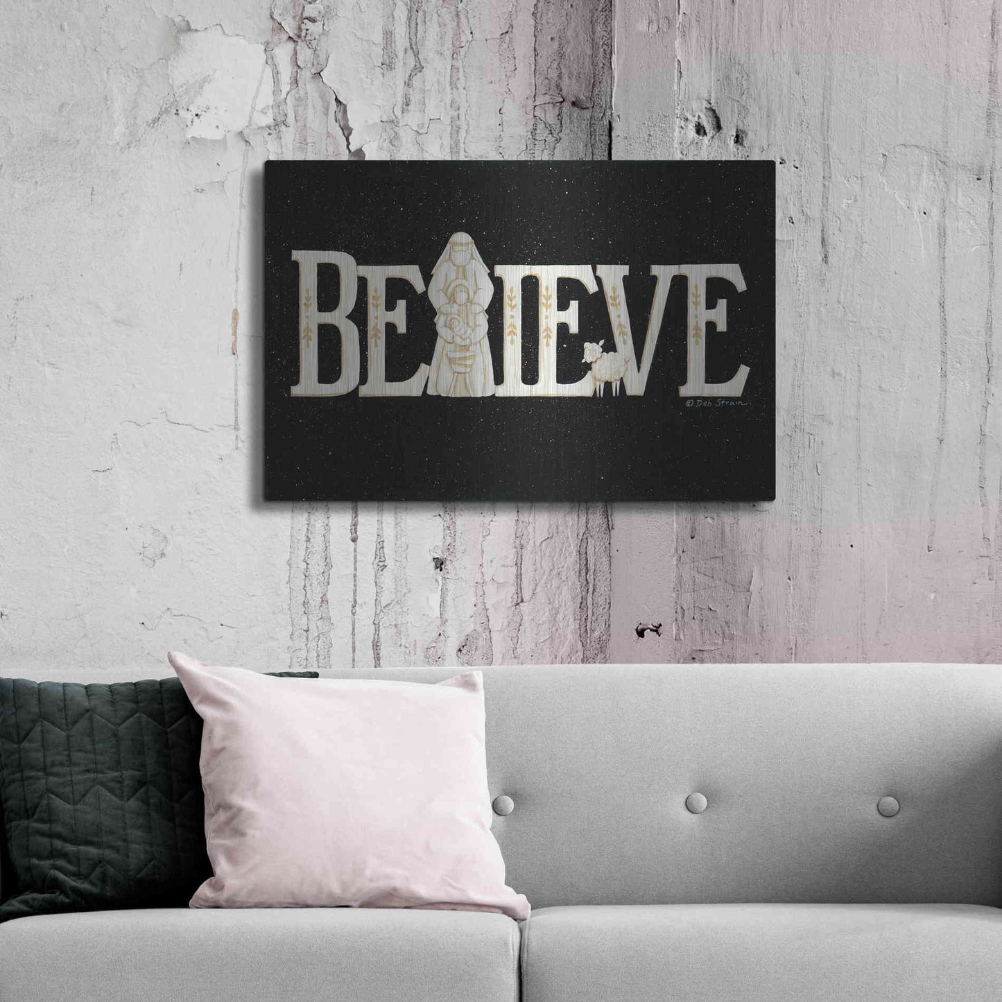 Luxe Metal Art 'Believe' by Deb Strain, Metal Wall Art,36x24