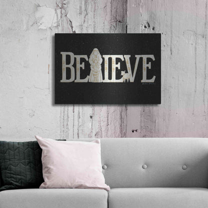 Luxe Metal Art 'Believe' by Deb Strain, Metal Wall Art,36x24