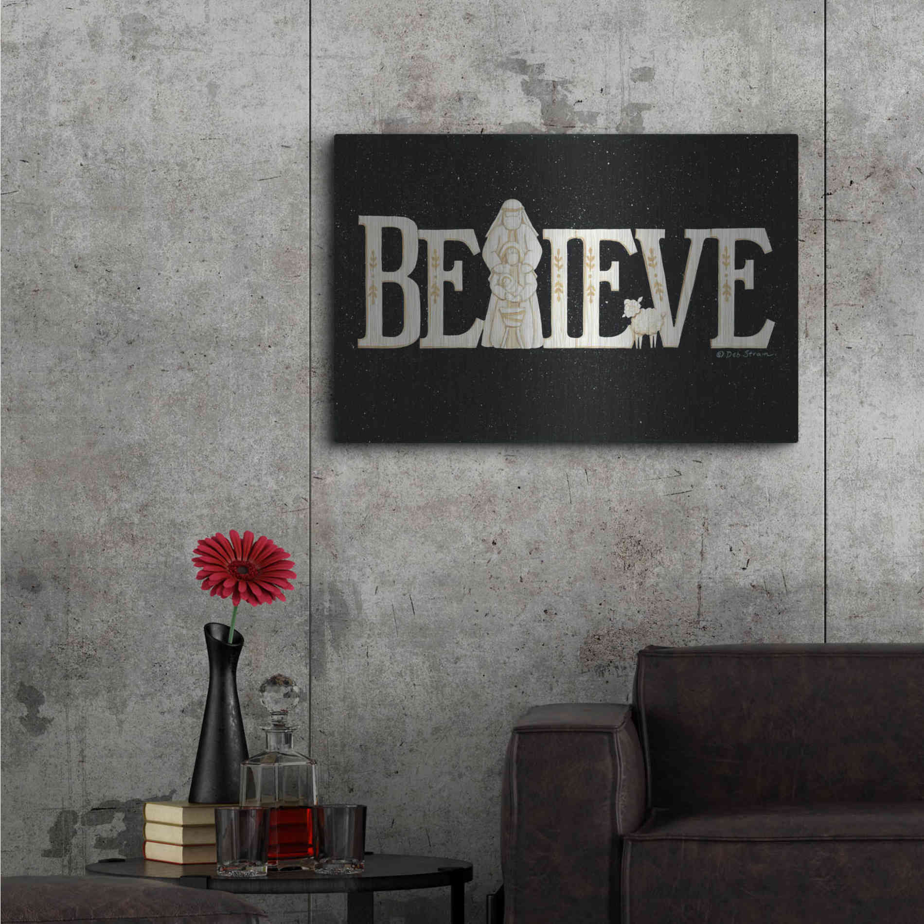 Luxe Metal Art 'Believe' by Deb Strain, Metal Wall Art,36x24