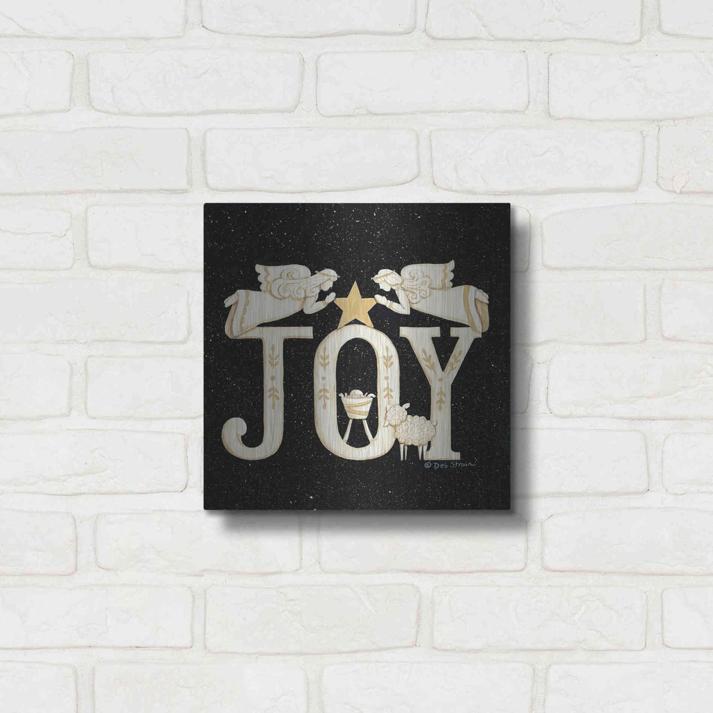 Luxe Metal Art 'Joy Angels' by Deb Strain, Metal Wall Art,12x12