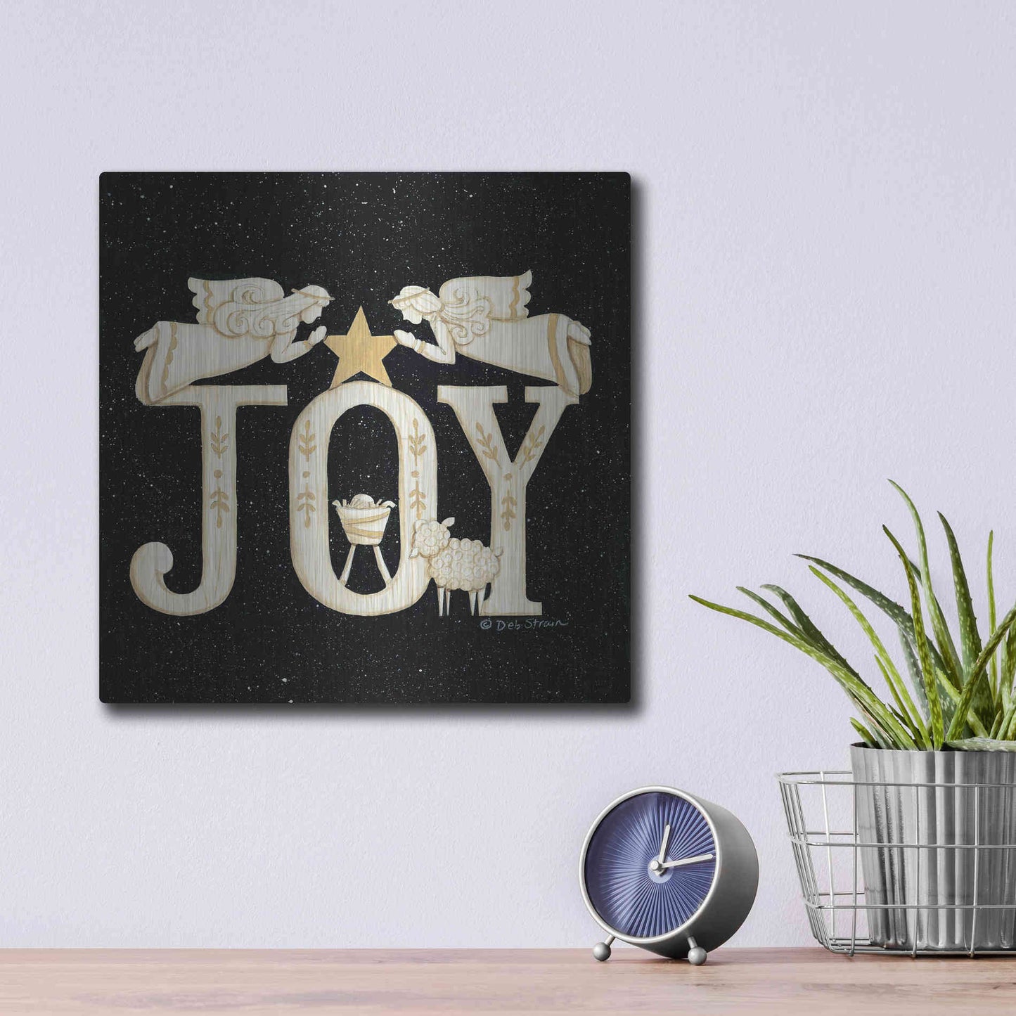 Luxe Metal Art 'Joy Angels' by Deb Strain, Metal Wall Art,12x12