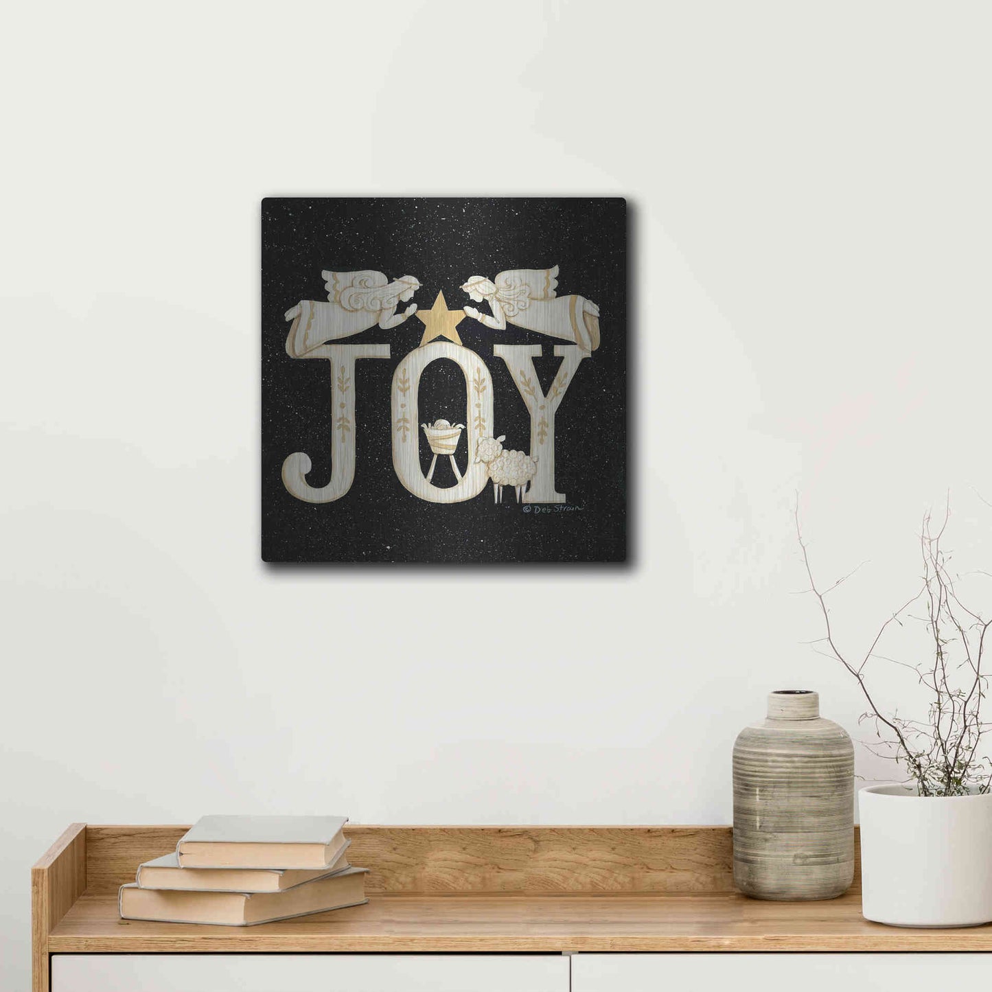 Luxe Metal Art 'Joy Angels' by Deb Strain, Metal Wall Art,12x12