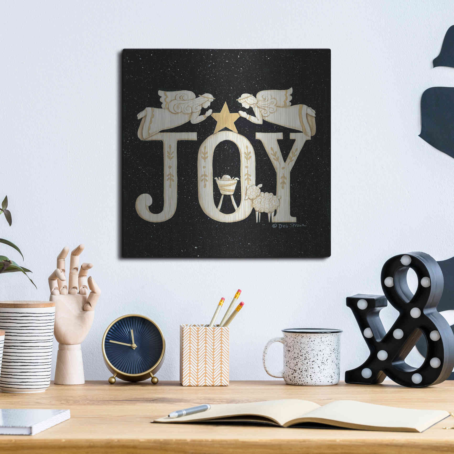Luxe Metal Art 'Joy Angels' by Deb Strain, Metal Wall Art,12x12