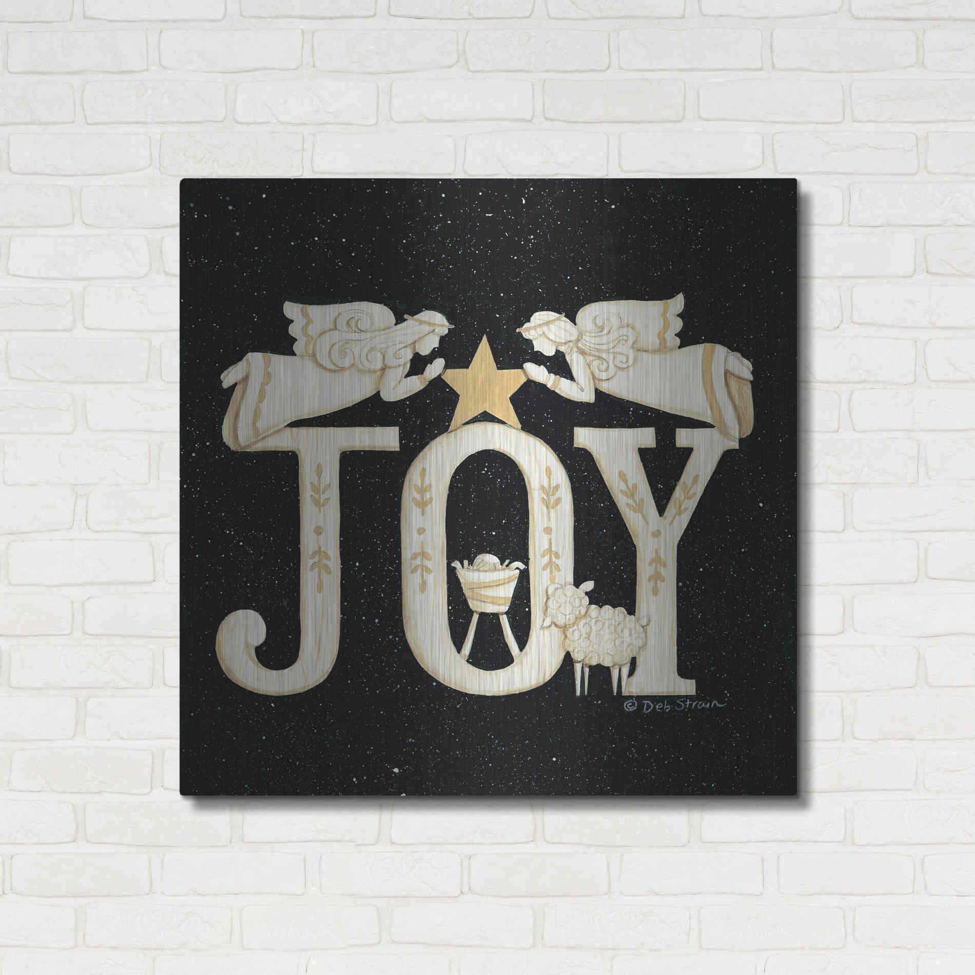 Luxe Metal Art 'Joy Angels' by Deb Strain, Metal Wall Art,36x36