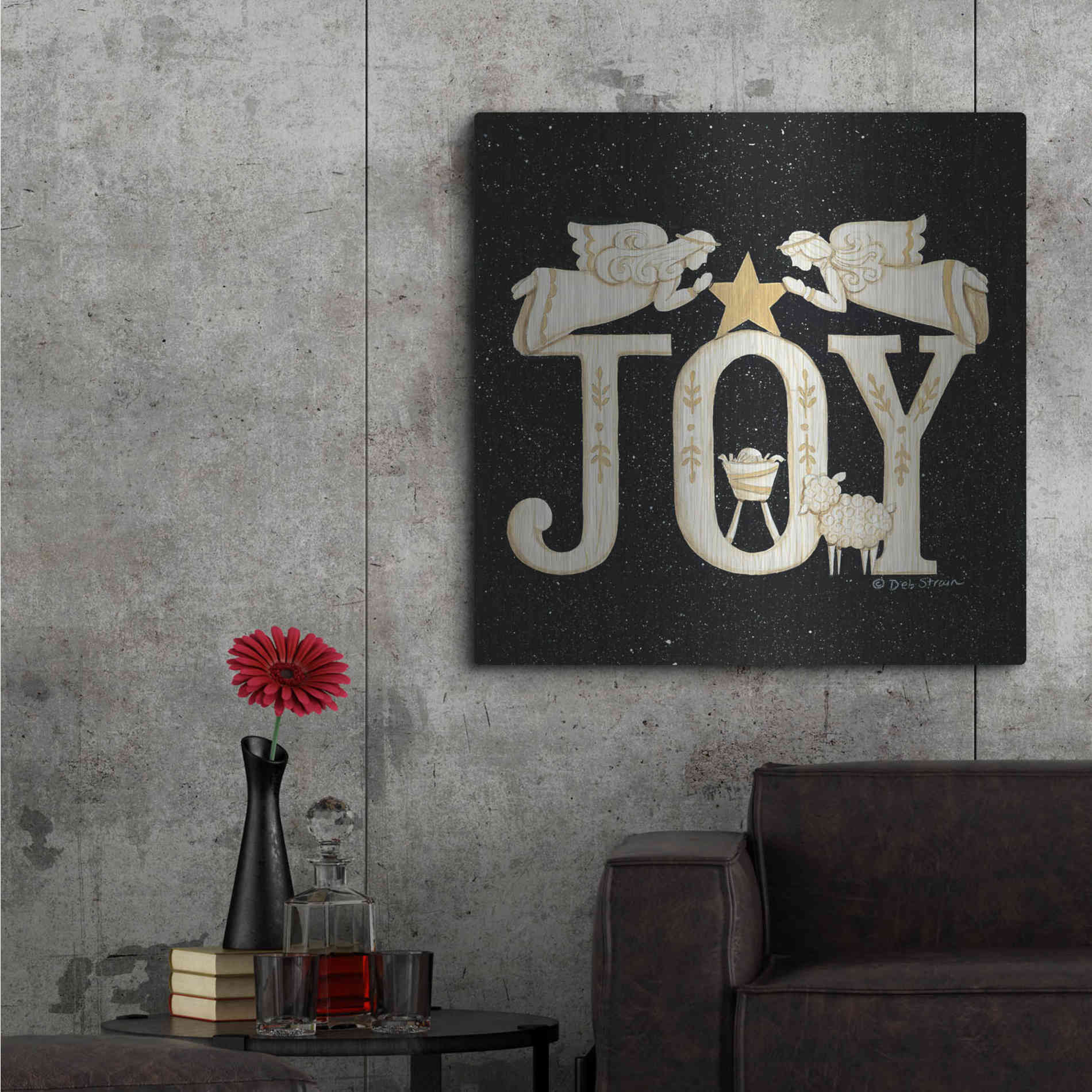 Luxe Metal Art 'Joy Angels' by Deb Strain, Metal Wall Art,36x36