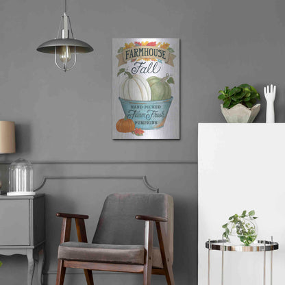 Luxe Metal Art 'Farmhouse Fall Pumpkins' by Deb Strain, Metal Wall Art,16x24