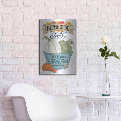 Luxe Metal Art 'Farmhouse Fall Pumpkins' by Deb Strain, Metal Wall Art,16x24