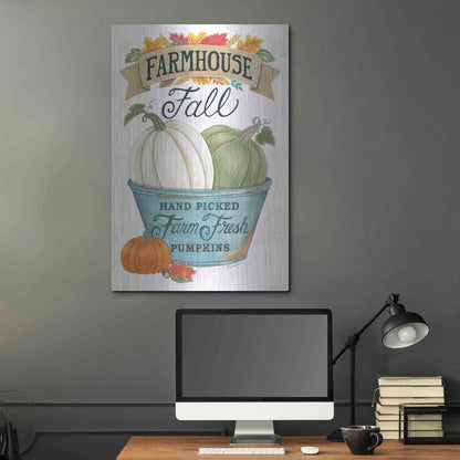 Luxe Metal Art 'Farmhouse Fall Pumpkins' by Deb Strain, Metal Wall Art,24x36