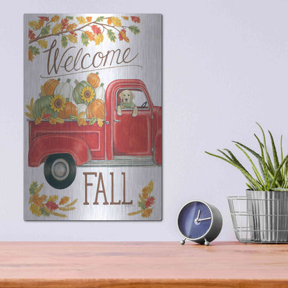 Luxe Metal Art 'Fall Truck & Lab' by Deb Strain, Metal Wall Art,12x16