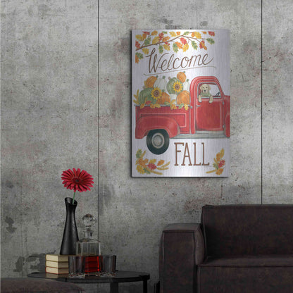 Luxe Metal Art 'Fall Truck & Lab' by Deb Strain, Metal Wall Art,24x36