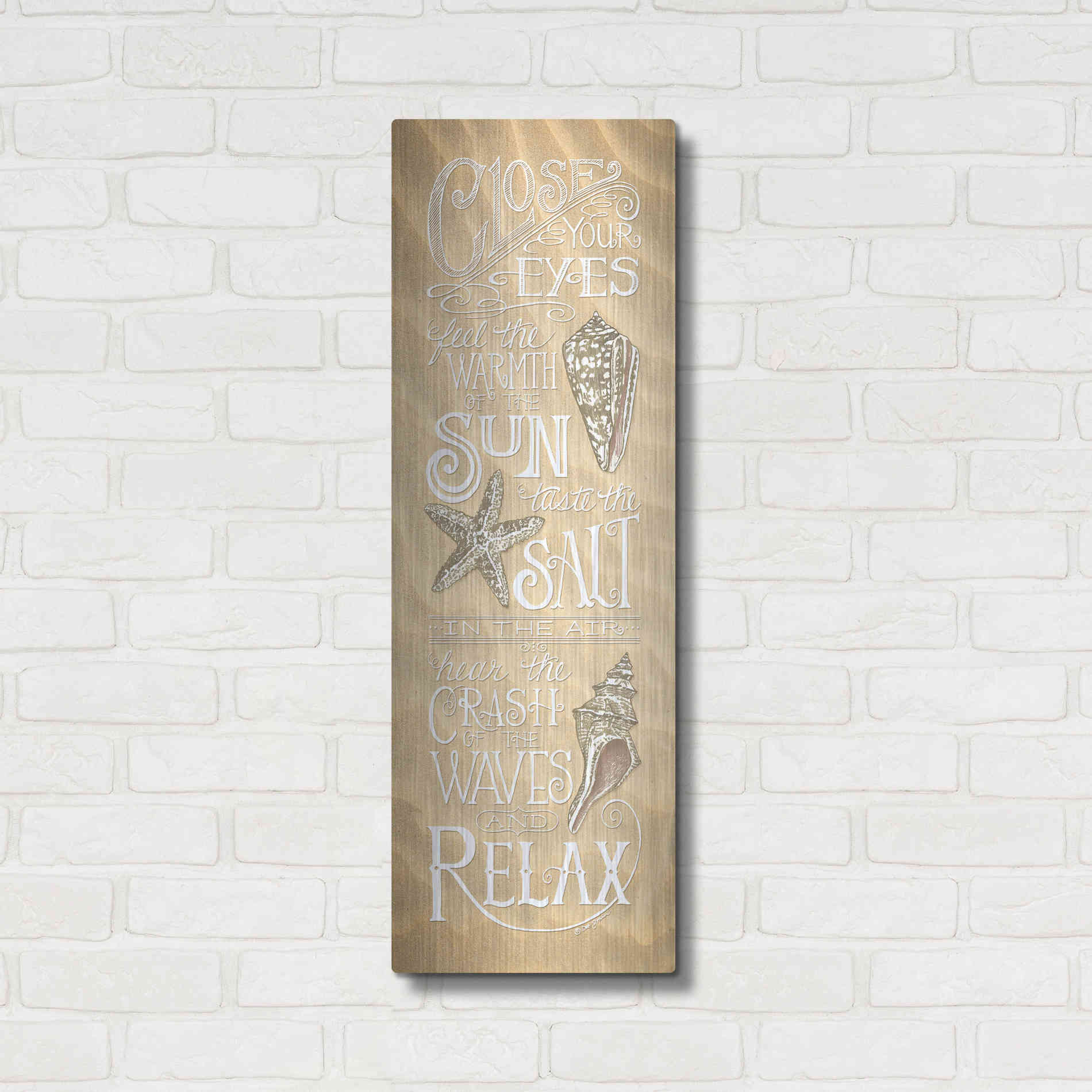 Luxe Metal Art 'Close Your Eyes' by Deb Strain, Metal Wall Art,12x36