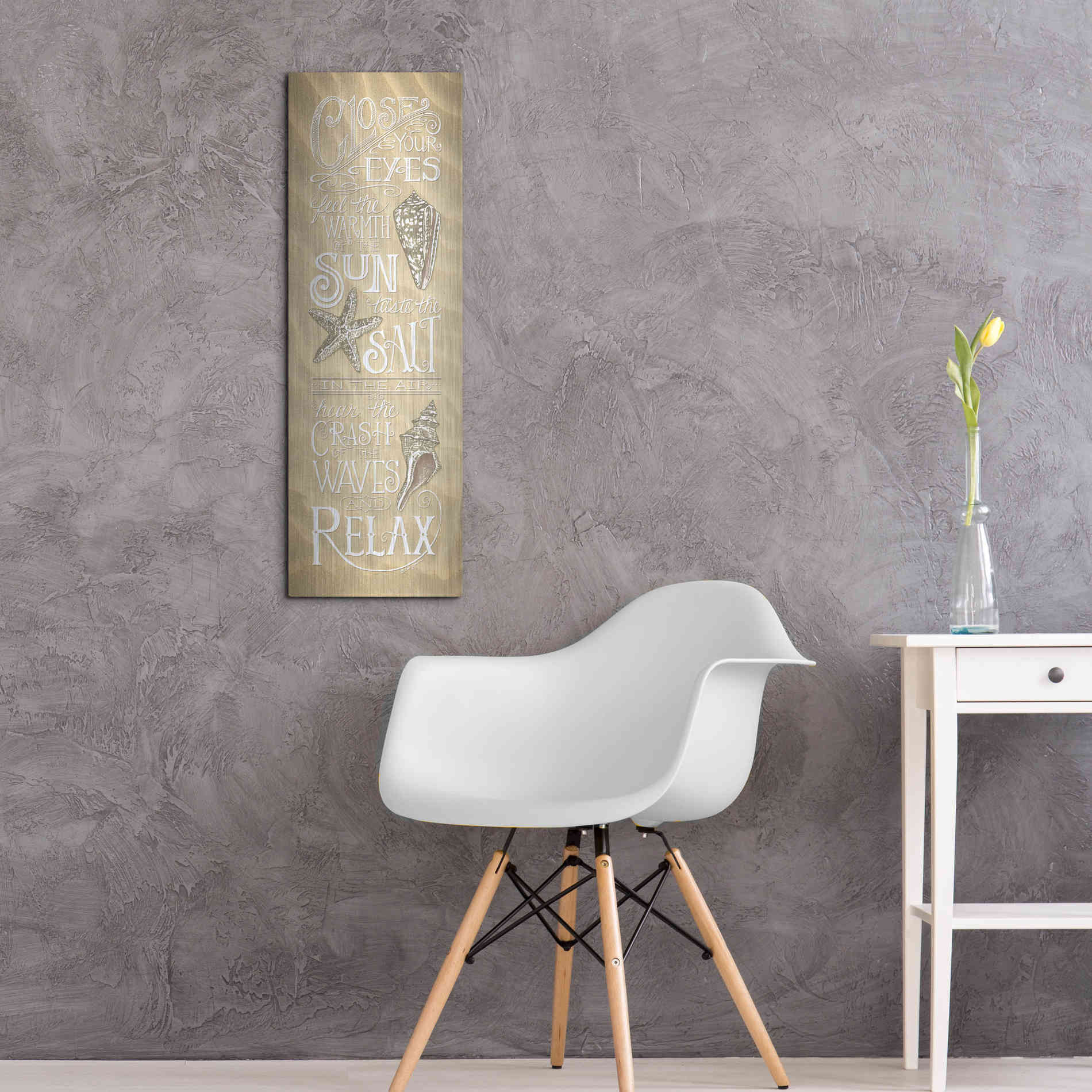 Luxe Metal Art 'Close Your Eyes' by Deb Strain, Metal Wall Art,12x36