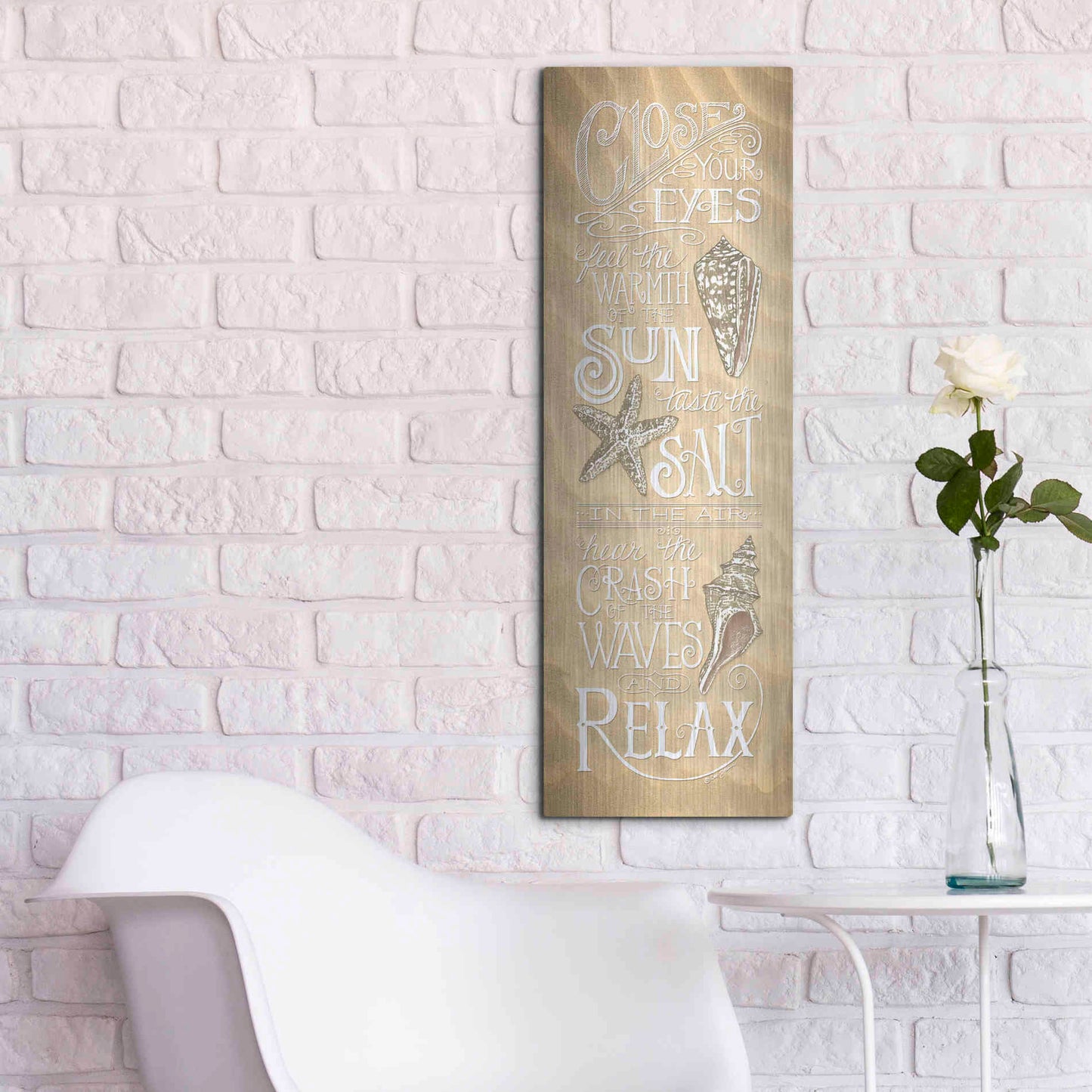 Luxe Metal Art 'Close Your Eyes' by Deb Strain, Metal Wall Art,12x36