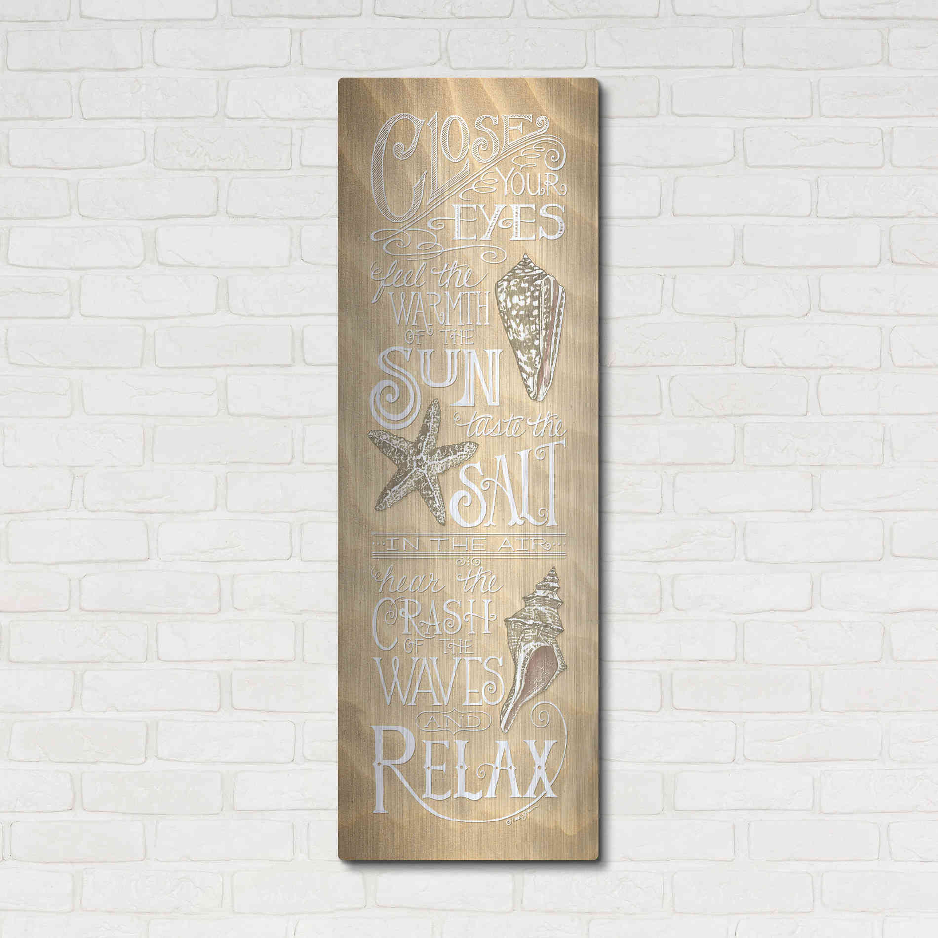 Luxe Metal Art 'Close Your Eyes' by Deb Strain, Metal Wall Art,16x48