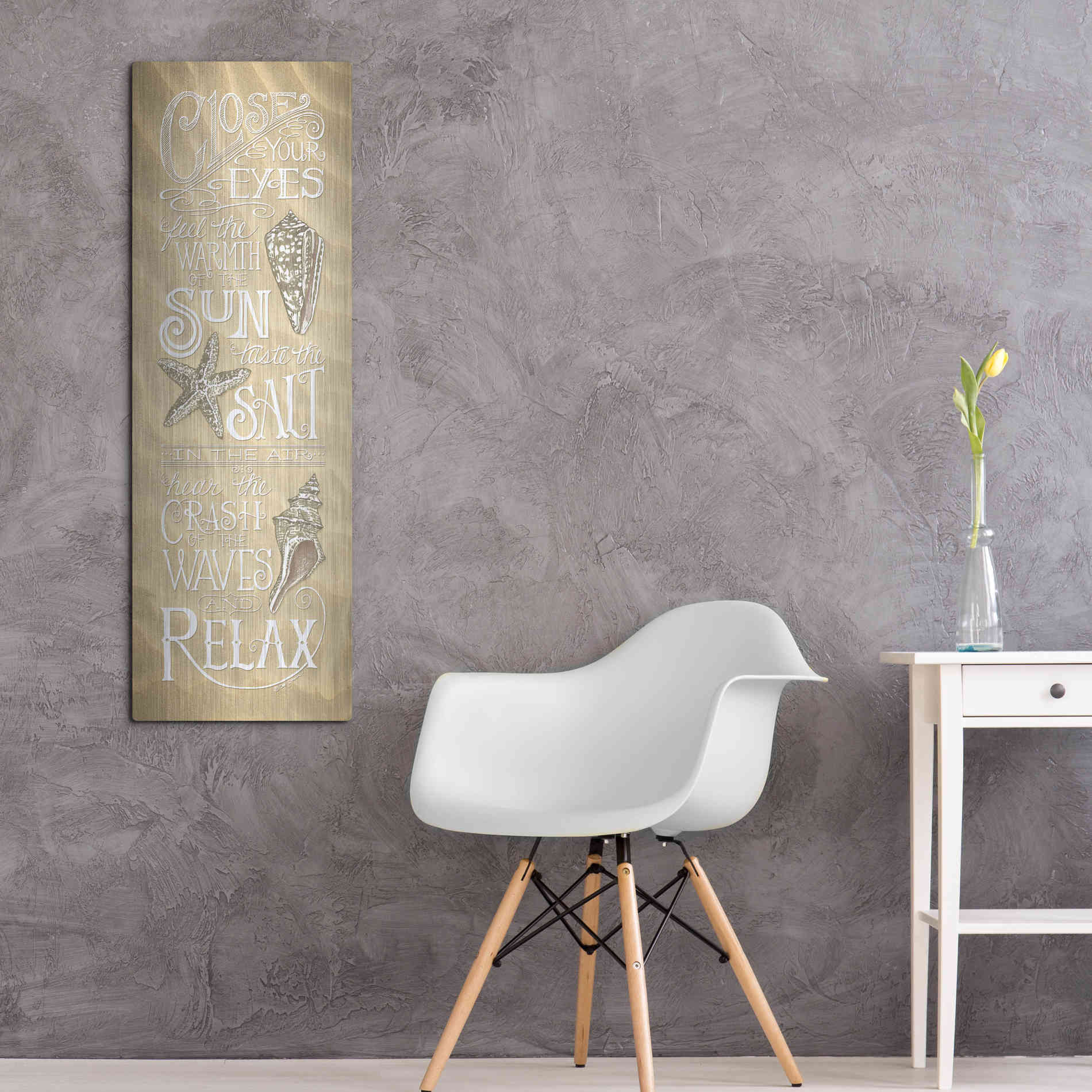 Luxe Metal Art 'Close Your Eyes' by Deb Strain, Metal Wall Art,16x48