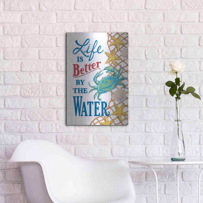 Luxe Metal Art 'Better' by the Water Crab' by Deb Strain, Metal Wall Art,16x24