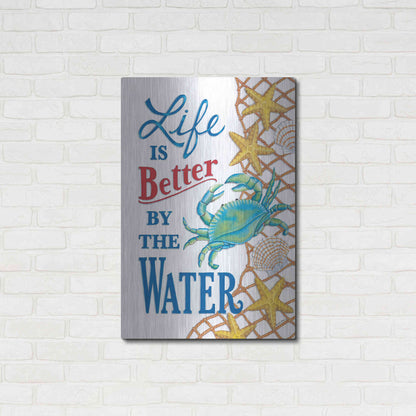 Luxe Metal Art 'Better' by the Water Crab' by Deb Strain, Metal Wall Art,24x36