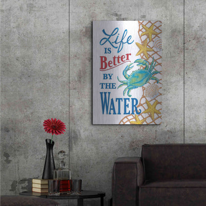 Luxe Metal Art 'Better' by the Water Crab' by Deb Strain, Metal Wall Art,24x36