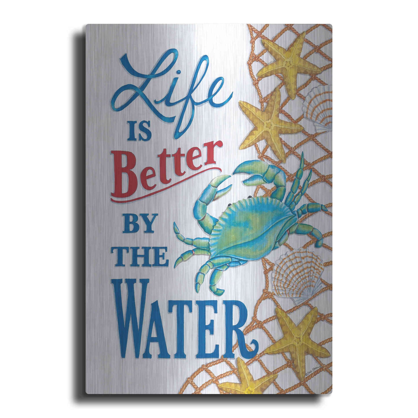 Luxe Metal Art 'Better' by the Water Crab' by Deb Strain, Metal Wall Art