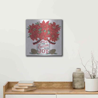 Luxe Metal Art 'Fill the Season Poinsettia Jar' by Deb Strain, Metal Wall Art,12x12