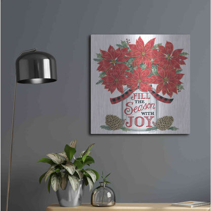 Luxe Metal Art 'Fill the Season Poinsettia Jar' by Deb Strain, Metal Wall Art,24x24