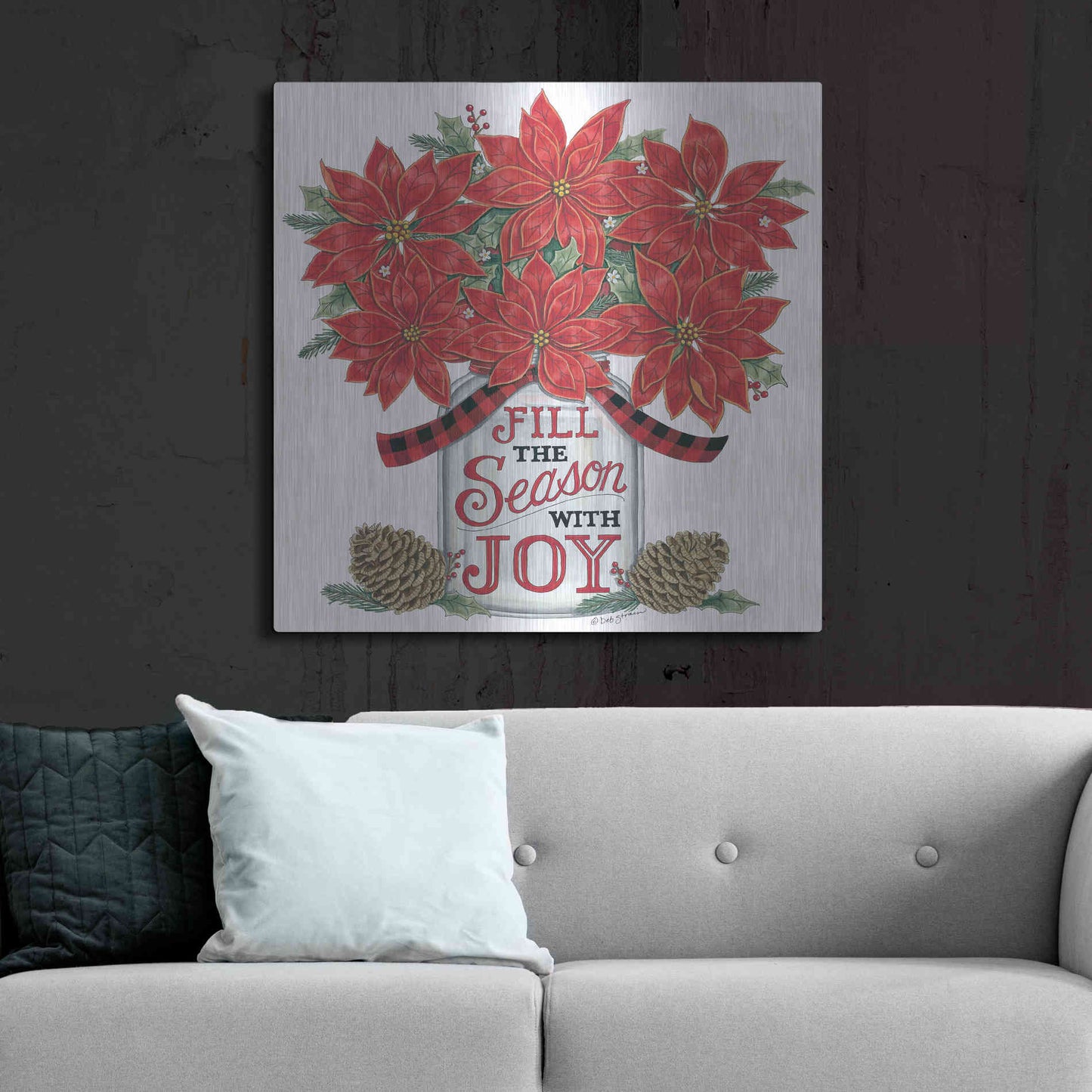 Luxe Metal Art 'Fill the Season Poinsettia Jar' by Deb Strain, Metal Wall Art,36x36