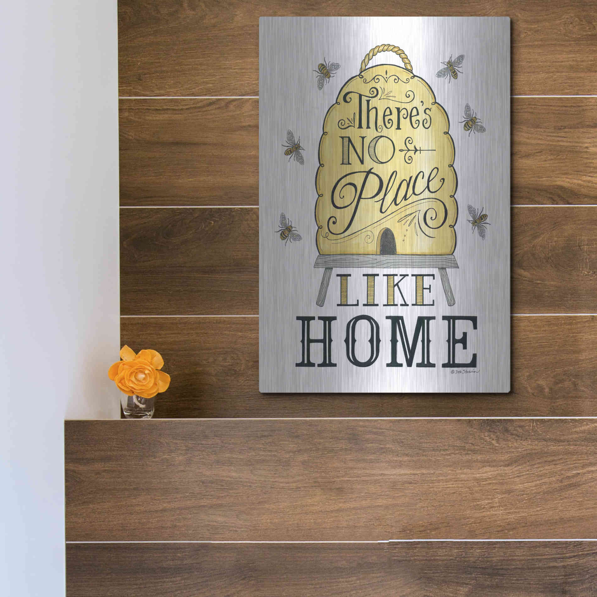 Luxe Metal Art 'There's No Place Like Home' by Deb Strain, Metal Wall Art,12x16